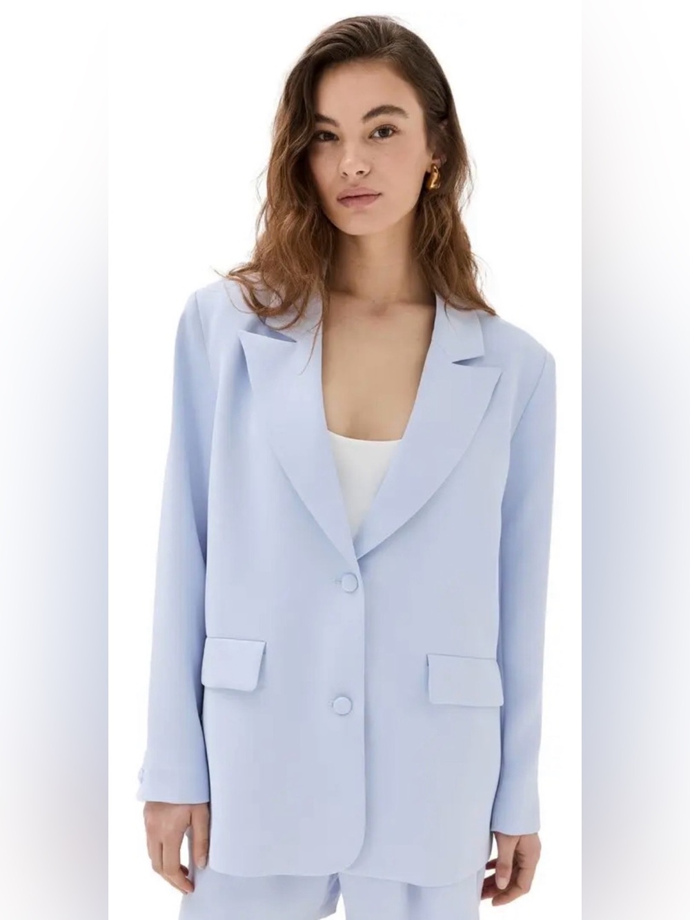 Good American Pastel Blue Single-Breasted Blazer